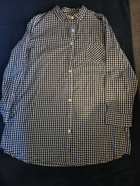 Womens Sonoma Navy and White Gingham Button-Down Shirt